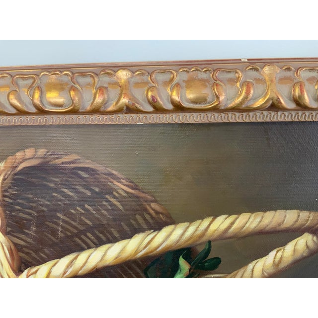 Paint 20th Century Still Life of Basket and Fruits For Sale - Image 7 of 11