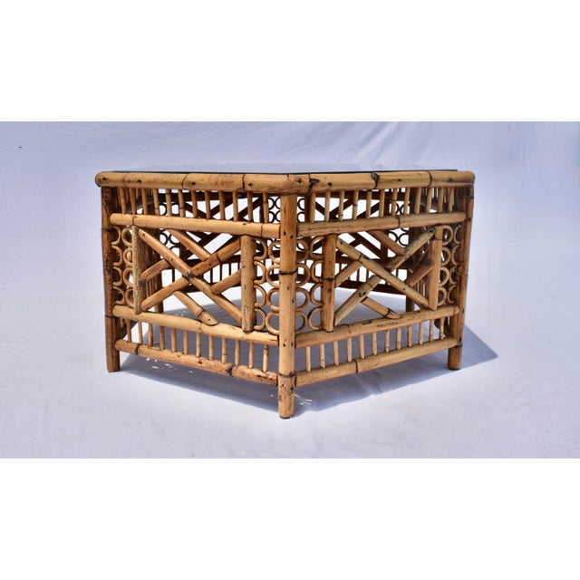 English Tortoise Bamboo and Cane Hexagon Coffee Table For Sale In Philadelphia - Image 6 of 9