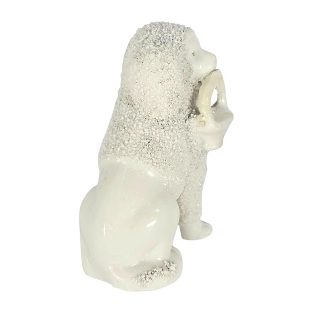Staffordshire Victorian Staffordshire Miniature Poodle With Basket, England, c.1850–1880 For Sale - Image 4 of 10