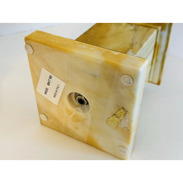 Late 20th Century Italian Marble Candle Pillars With Serpant Metal Accents, a Pair For Sale - Image 9 of 9