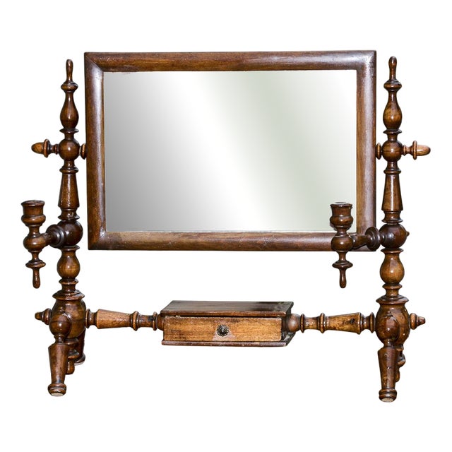 Tilting Free-Standing Dressing Table Mirror with Candleholder, 1800s For Sale