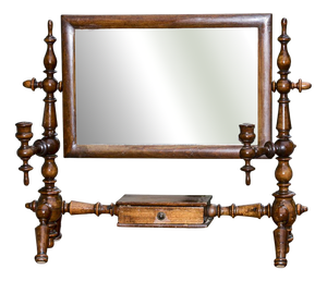Tilting Free-Standing Dressing Table Mirror with Candleholder, 1800s