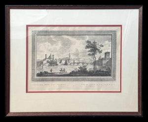 Grand Tour Italian Veduta Etching – Florence Ponte Alla Carraia – c.1800