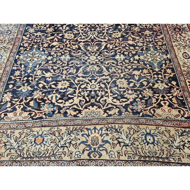 Antique Persian Ziegler Mahal Sultanabad Rug, Hand-Knotted Wool, Geometric Pattern, Navy & Ivory, 9x12 For Sale - Image 11 of 16