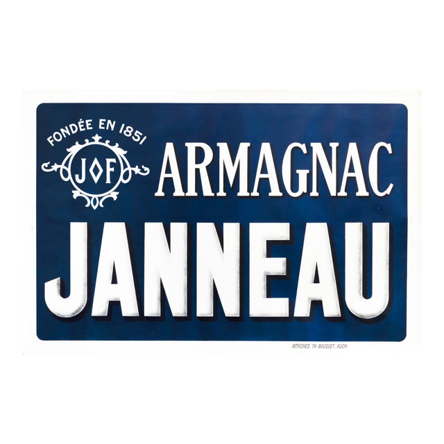 1900s French Vintage Armagnac Janneau Poster For Sale