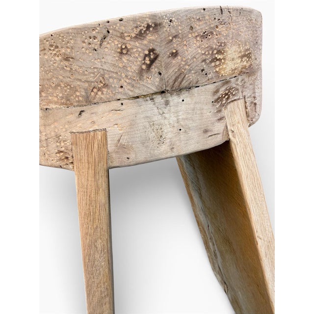 20" - Handcrafted Sculptural Solid Wood Natural "Halo" Stool For Sale - Image 11 of 12