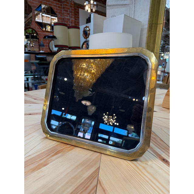 Italian Brass and Chrome Picture Frame, 1970s For Sale In Los Angeles - Image 6 of 8