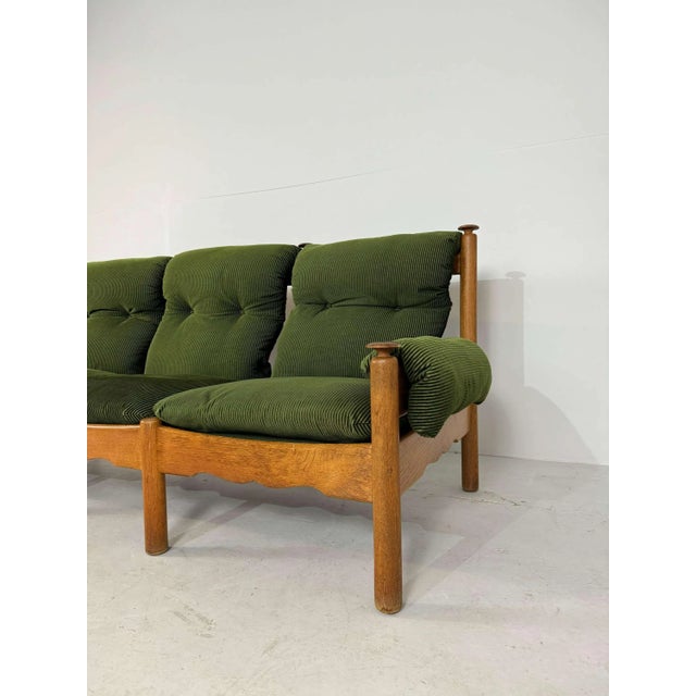 Wood Vintage Brutalist Oak 3-Seater Sofa For Sale - Image 7 of 9