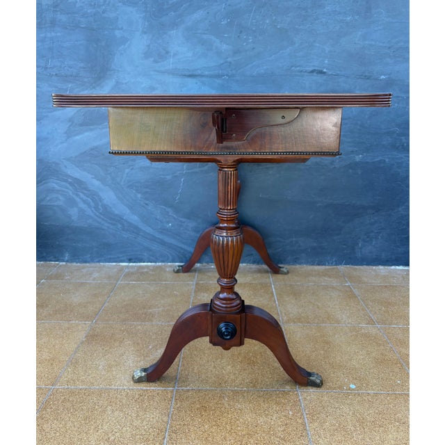 Spanish Regency Revival Drop-Leaf Writing Table with Leather Top, 1940s For Sale - Image 4 of 15