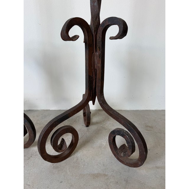 Vintage Jan Barboges Hand-Forged Iron Floor Candle Holders – Pair For Sale - Image 10 of 12