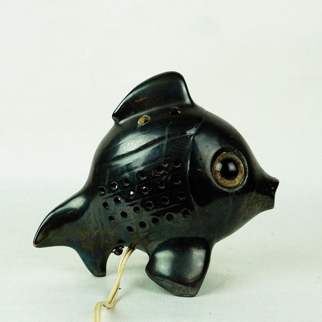1950s Mid-Century Austrian Black Ceramic Fish from Anzengruber Keramik, 1950s For Sale - Image 5 of 9