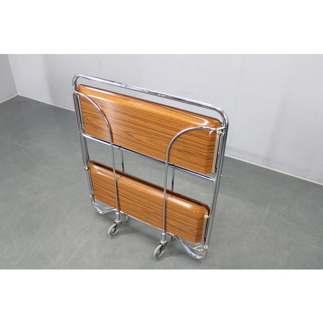 1970s Mid-Century Folding Serving Cart, Italy, 1970s For Sale - Image 5 of 14