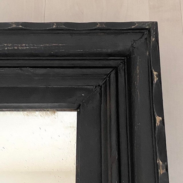 Wood Mirror in Matte Black Wood, 1950s For Sale - Image 7 of 17