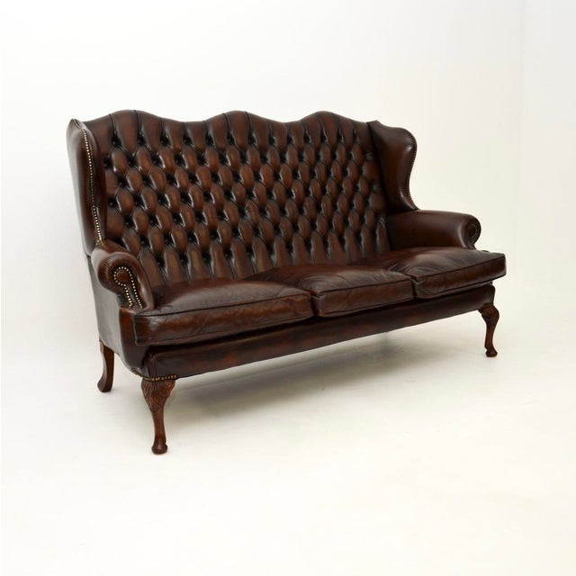 Vintage Leather Wing Back Sofa, 1930 For Sale - Image 10 of 10