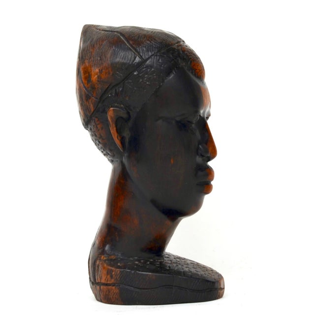 Mid 20th Century Mid Century African Wood Carved Head For Sale - Image 5 of 10