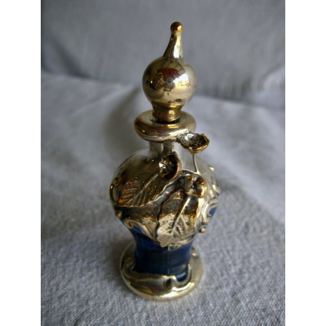1910s Art Nouveau Silver Overlay Glass Perfume Bottle For Sale - Image 9 of 9
