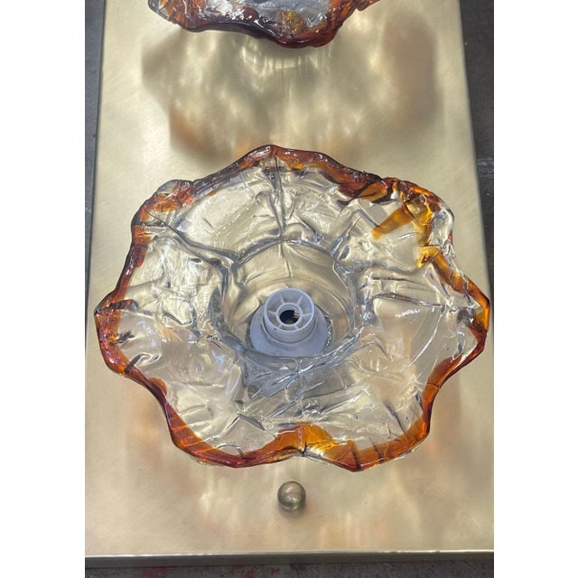 Pair of Murano Glass Flower Sconces Designed by Mazzega, Italy, 1970's For Sale In Los Angeles - Image 6 of 7