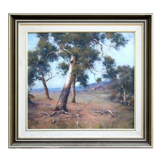 1990s "Australian Gum Trees" Landscape Oil Painting by John Sharman, Framed For Sale