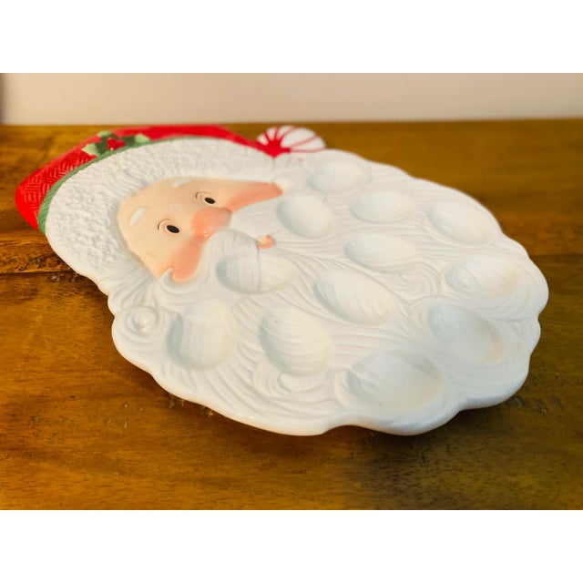 Late 20th Century Vintage Fitz and Floyd Porcelain Santa Platter For Sale - Image 5 of 8