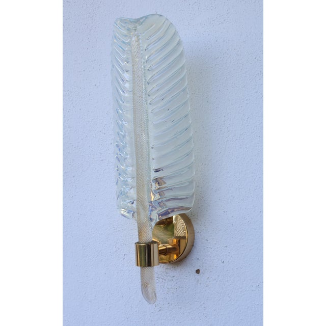 1970s Rare Set of 2 Luxury Barovier E Toso Leaf Wall Light For Sale - Image 6 of 15