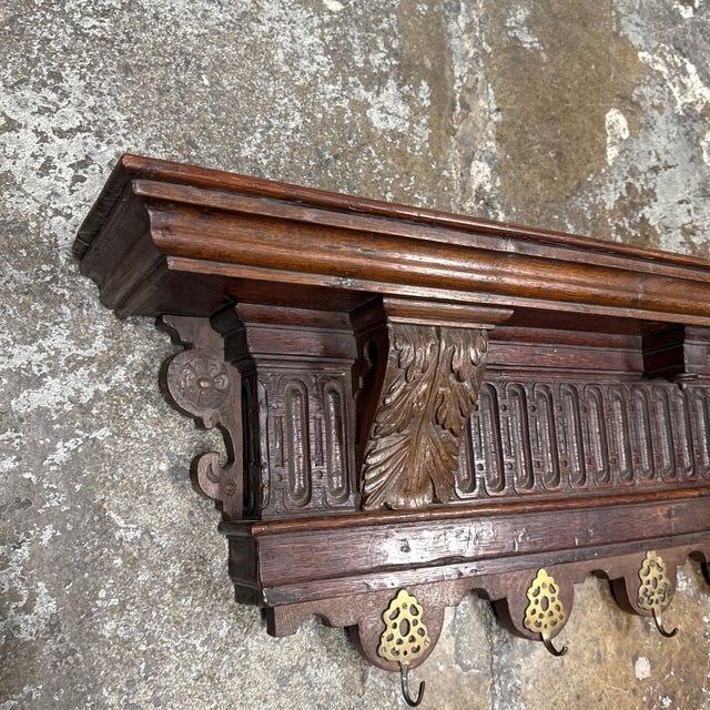 Italian Walnut Carved Hanging Coat Rack, Antique For Sale - Image 9 of 12