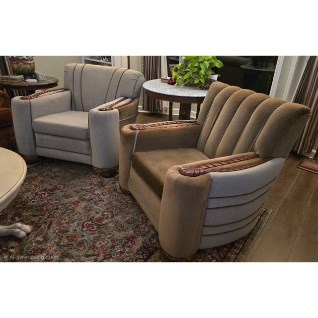 1930s Art Deco Streamline Moderne "Tank" Club Chairs For Sale - Image 4 of 15