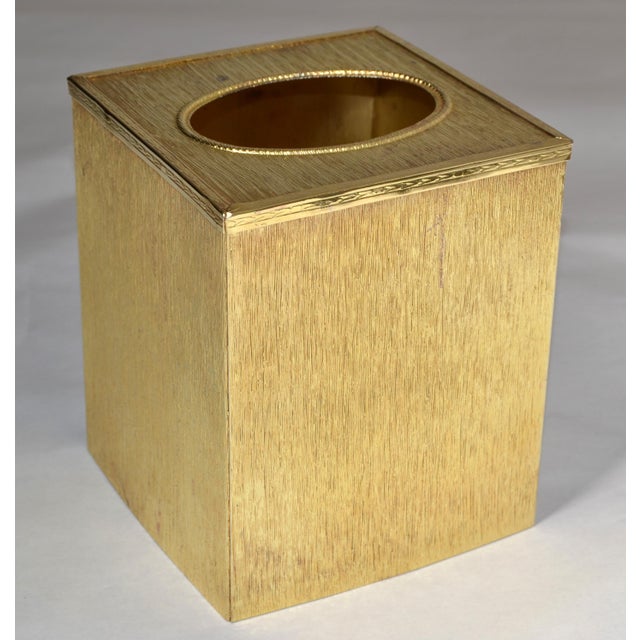 Brass Vintage Embossed Gold Steel Hand-Crafted Tissue Box Cover Rose Detail Brushed Brass Finish For Sale - Image 8 of 12