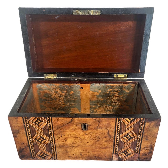 19th C English Moorish Moroccan Marquetry Style Inlaid Jewelry Box For Sale - Image 9 of 13