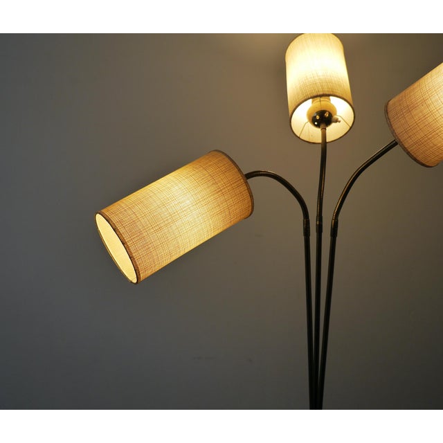 Beige Three-Armed Brass Bag-Shaped Floor Lamp, Germany, 1950s For Sale - Image 8 of 18