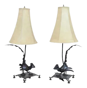 Edgar Brandt Art Deco Pheasant Form Table Lamps - a Pair