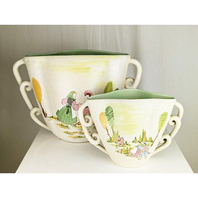 Mid-Century Hand-Painted Ceramic Vase or Umbrella Stand by L. Poggi Assalini for CE AS Albisola, Italy, 1950s For Sale - Image 16 of 17