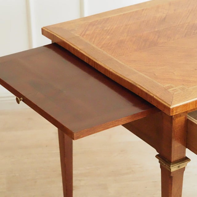 Antique Louis XVI Style Desk with Inlays and Pull-Out Drawers, 1880 For Sale - Image 9 of 13