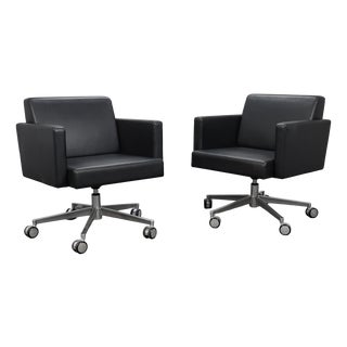 Leather Swivel Armchairs by Poltrona Frau, Italy, 1990s, Set of 2 For Sale