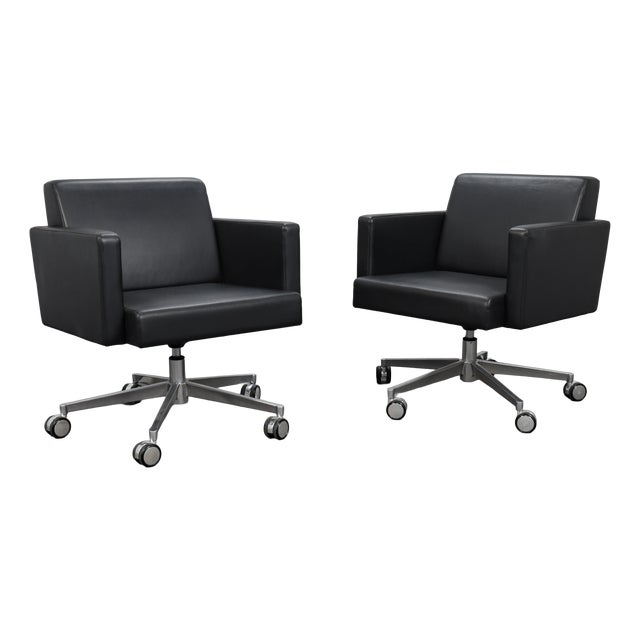 Leather Swivel Armchairs by Poltrona Frau, Italy, 1990s, Set of 2 For Sale