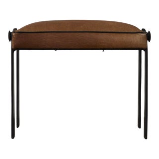 Modernist Iron and Leather Hair on Hide Stool For Sale