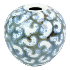 Ceramic Vase with Blue and White Pattern by Peter Weiss, 1990s