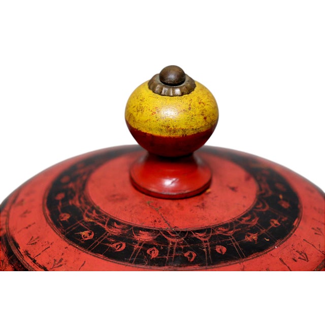 Vintage Handpainted Wooden Lacquerware Spice Box,, 1950s For Sale - Image 12 of 13