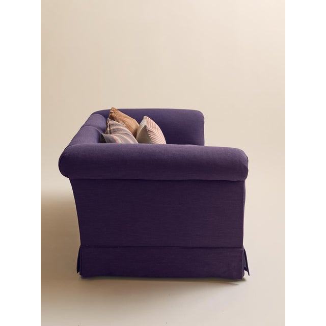 Erwin-Lambeth The Vintage Deep Plum Linen Down-Filled Loveseat For Sale - Image 4 of 10