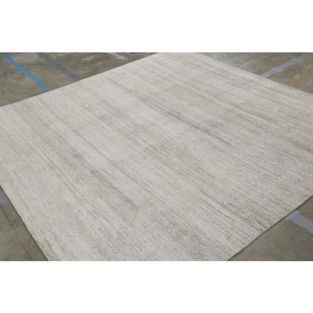 Contemporary Rug & Kilim’s Modern Textural Square Rug in Silver-Gray Tones For Sale - Image 3 of 9
