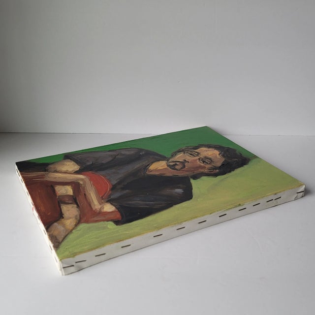 Portrait of "Man with Goatee and Glasses No 1" Oil on Canvas Signed 10x14 Green Black 10x14" portrait Oil on stretched...