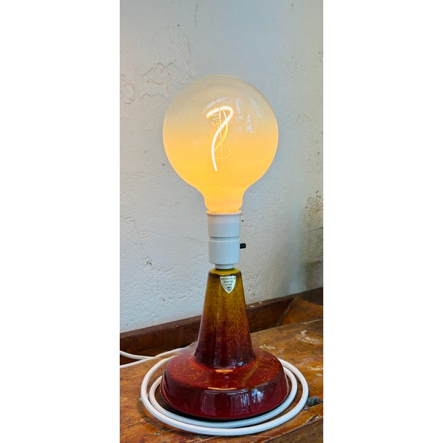 Ceramic Red Volcanic Glazed Table Lamp by Michael Andersen & Son for Søholm, 1960s For Sale - Image 7 of 9