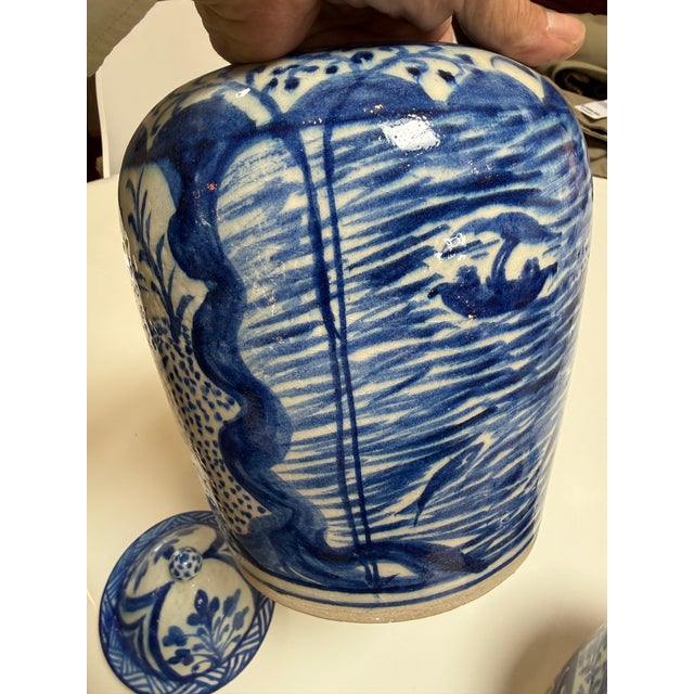 Ceramic Chinoiserie Ginger Jars, Pair For Sale - Image 10 of 12