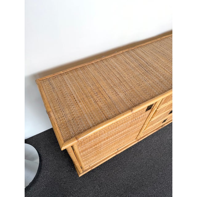 Bamboo Rattan and Brass Sideboard by Dal Vera, Italy, 1970s For Sale - Image 11 of 12