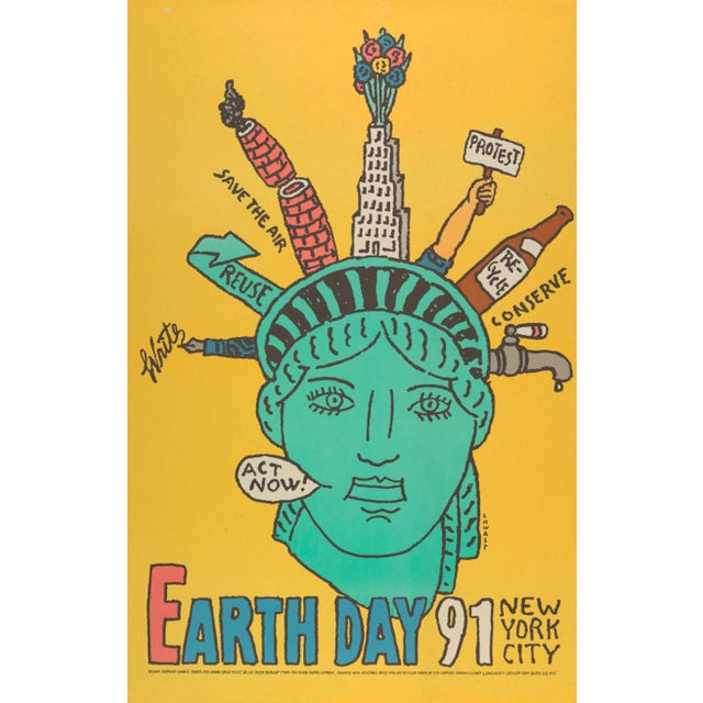 Earth Day 1991 New York City - Vintage Pop Art Poster by Seymour Chwast For Sale