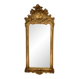 18th Century Swedish Rococo Giltwood Mirror For Sale