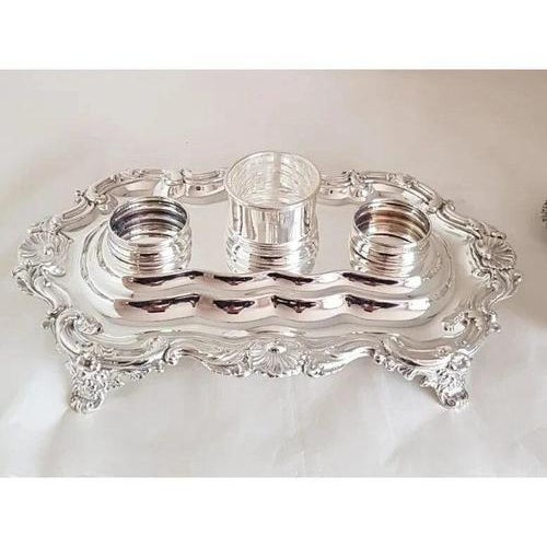 Victorian Silver-Plated Inkwell Stand from Creswick & Co., 1850s For Sale - Image 14 of 18