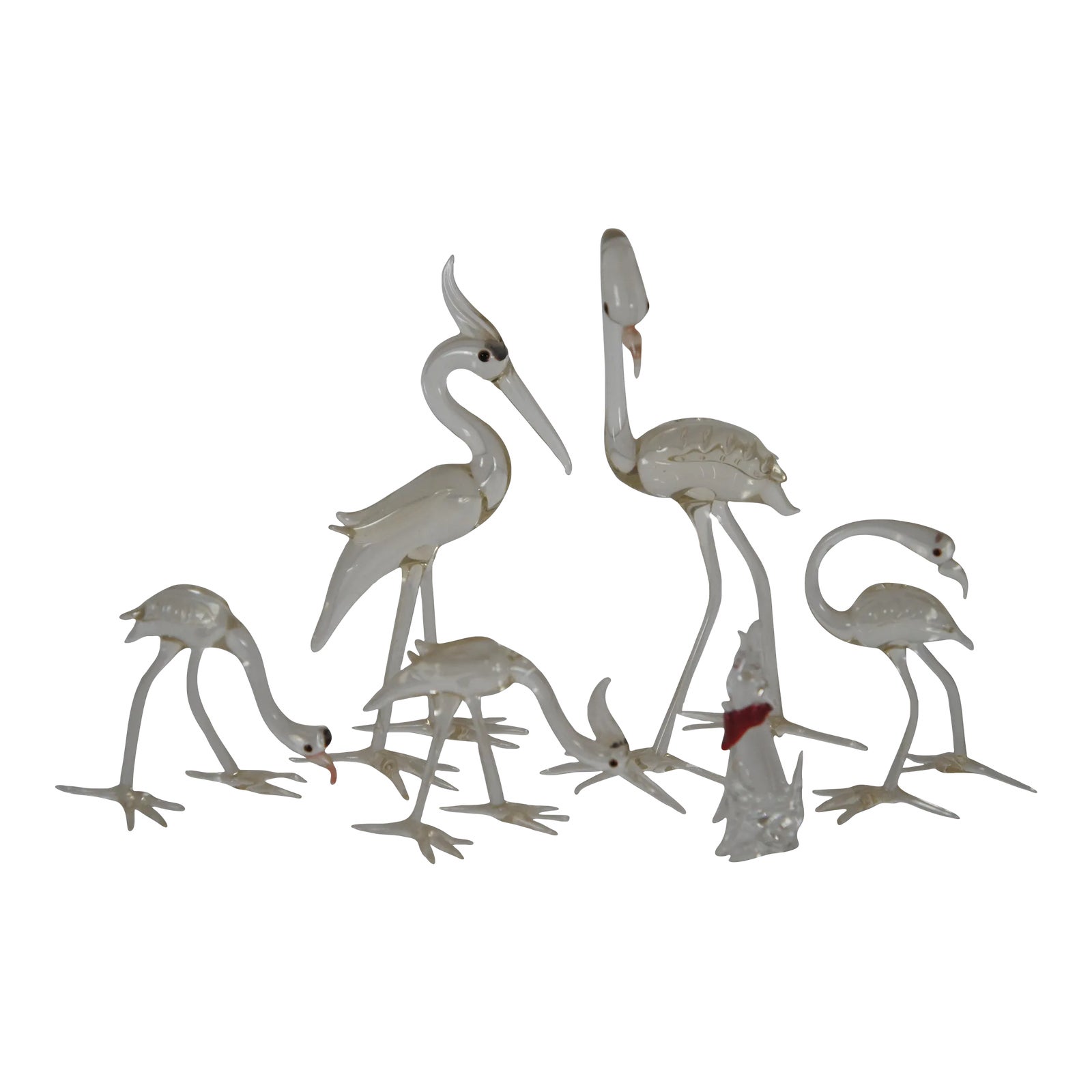 Vintage Hand Blown Clear Art Glass Animals 7 Pieces Chairish