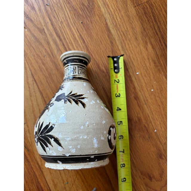 Antique Chinese Cizhou Kiln Hand-Painted Bird Vase - 7" For Sale - Image 9 of 10