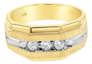 Diamond Wedding Band with Satin Finish .50cttw 10k Yellow Gold, Size 11