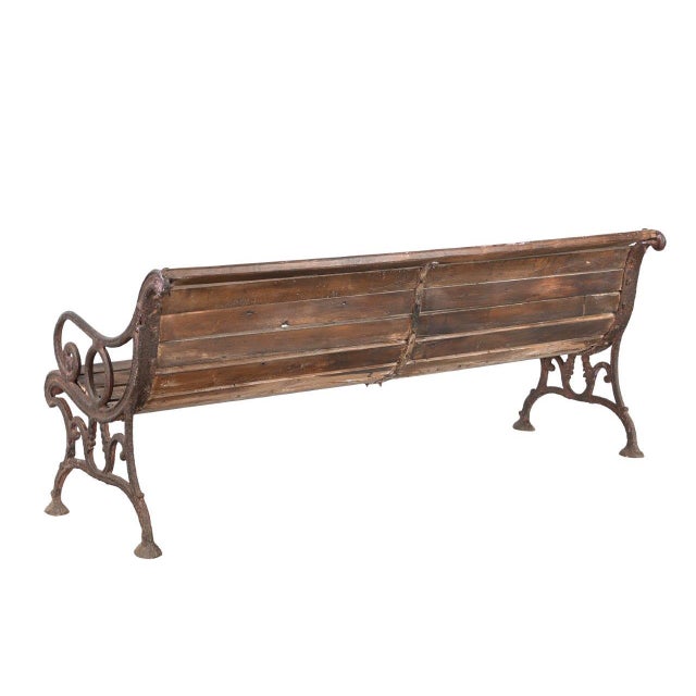 Vintage Anglo-Indian Painted Teakwood and Cast-Iron Garden Bench For Sale - Image 4 of 4